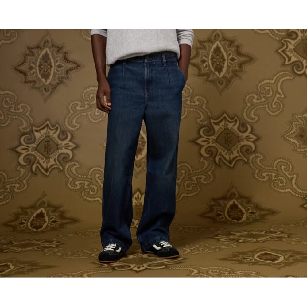 American Eagle x Tru Kolors Pleated Denim Baggy Trouser in Blue Men 36x30